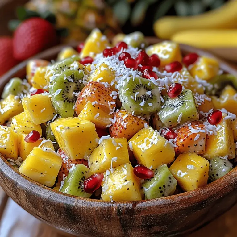 Imagine a vibrant bowl overflowing with nature's candy—a dazzling array of tropical fruits that not only delights the eyes but also tantalizes the taste buds. The Island Bliss Fruit Salad is just that, a refreshing and colorful medley that embodies the essence of summer and the spirit of the tropics. Whether you’re hosting a backyard barbecue, enjoying a picnic by the beach, or simply looking for a light and healthy dessert, this fruit salad is the perfect addition to any occasion.