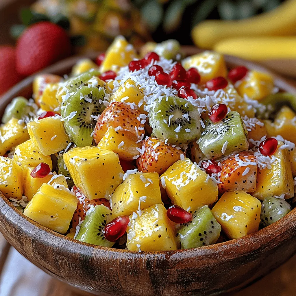 Imagine a vibrant bowl overflowing with nature's candy—a dazzling array of tropical fruits that not only delights the eyes but also tantalizes the taste buds. The Island Bliss Fruit Salad is just that, a refreshing and colorful medley that embodies the essence of summer and the spirit of the tropics. Whether you’re hosting a backyard barbecue, enjoying a picnic by the beach, or simply looking for a light and healthy dessert, this fruit salad is the perfect addition to any occasion.