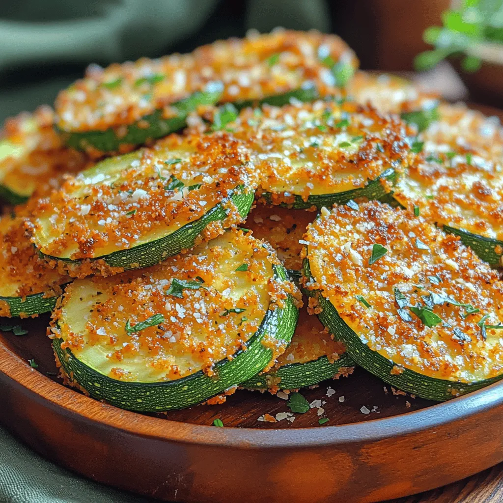In recent years, the quest for healthier snacking options has gained immense popularity among consumers who are increasingly conscious of their dietary habits. With a growing awareness of the link between nutrition and overall well-being, individuals are seeking alternatives to traditional snack foods that often come laden with unhealthy fats, sugars, and calories. Enter <strong>Crunchy Zucchini Wonders</strong>—a delightful and nutritious alternative to conventional chips that not only satisfies your snack cravings but also provides a wealth of health benefits.” /></p>
</p>
<h3>Creating the Perfect Coating</h3>
</p>
<p>To achieve a flavor-packed and delightful exterior for your Crunchy Zucchini Wonders, the coating is crucial. Start by mixing your dry ingredients thoroughly. A combination of panko breadcrumbs, parmesan cheese, and your choice of spices will elevate the taste considerably. Here’s how to create the perfect breadcrumb mixture:</p>
</p>
<p>1. <strong>Breadcrumbs</strong>: Use panko breadcrumbs for a lighter, airier texture. They create a crunchier finish compared to traditional breadcrumbs. If you prefer a gluten-free option, consider using crushed gluten-free crackers or almond flour.</p>
</p>
<p>2. <strong>Cheese</strong>: Incorporating grated parmesan cheese not only adds flavor but also enhances the browning due to its fat content. For a vegan option, nutritional yeast can provide a similar cheesy flavor.</p>
</p>
<p>3. <strong>Seasoning</strong>: Season your breadcrumb mixture generously with salt, pepper, garlic powder, onion powder, and dried herbs like oregano or thyme. The seasoning will infuse the zucchini with flavor, making each bite irresistible.</p>
</p>
<p>4. <strong>Mixing</strong>: Combine all the dry ingredients in a bowl and mix well. You want an even distribution of flavors so that every zucchini slice is coated uniformly.</p>
</p>
<h3>The Role of the Egg Wash</h3>
</p>
<p>Applying an egg wash is a game changer for achieving that perfect crispy texture. The egg wash acts as a glue, ensuring that the breadcrumb mixture adheres to the zucchini slices and facilitates browning during cooking. Here’s how to prepare and use an egg wash effectively:</p>
</p>
<p>1. <strong>Preparation</strong>: In a separate bowl, beat one or two eggs, depending on the quantity of zucchini you’re preparing. You can also add a splash of milk or water to thin it out slightly if desired.</p>
</p>
<p>2. <strong>Coating Process</strong>: Dip each zucchini slice first into the egg wash, allowing any excess to drip off before transferring it to the breadcrumb mixture. Press the breadcrumb mix onto the zucchini to ensure a good coating.</p>
</p>
<p>3. <strong>Alternative Options</strong>: For a vegan-friendly alternative, you can use aquafaba (the liquid from canned chickpeas) or a mixture of flaxseed meal and water. This will provide a similar binding effect while keeping your recipe plant-based.</p>
</p>
<h3>Cooking Method: Air Frying for the Perfect Crunch</h3>
</p>
<p>Air frying is a revolutionary cooking method that allows you to achieve crispy snacks without the excessive oil used in traditional frying. Here’s why air frying is advantageous and how to do it effectively:</p>
</p>
<h4>Advantages of Air Frying</h4>
</p>
<p>– <strong>Healthier Option</strong>: Air frying uses significantly less oil, reducing calorie and fat intake while still delivering that satisfying crunch.</p>
<p>– <strong>Even Cooking</strong>: The circulation of hot air ensures that food cooks evenly, preventing soggy spots and enhancing texture.</p>
<p>– <strong>Quick and Convenient</strong>: Air fryers preheat quickly and cook food faster than conventional ovens, making them ideal for busy schedules.</p>
</p>
<h4>Step-by-Step Guide to Air Frying Zucchini Chips</h4>
</p>
<p>1. <strong>Preheating the Air Fryer</strong>: Preheating your air fryer is essential. Set it to 400°F (200°C) and allow it to heat for about 5 minutes. This initial blast of heat will help kickstart the cooking process and ensure the zucchini crisps up nicely.</p>
</p>
<p>2. <strong>Arranging the Zucchini Slices</strong>: Place the coated zucchini slices in a single layer in the air fryer basket. Avoid overcrowding; giving each slice room allows the hot air to circulate, ensuring they cook evenly and become perfectly crispy.</p>
</p>
<p>3. <strong>Cooking Time and Tips for Flipping</strong>: Air fry the zucchini slices for about 10-12 minutes. Halfway through the cooking time, gently shake the basket or flip the zucchini slices with tongs to promote even crisping. Keep an eye on them towards the end as cooking times may vary slightly based on the thickness of your slices and the specific model of your air fryer.</p>
</p>
<h3>Serving Suggestions</h3>
</p>
<p>Your Crunchy Zucchini Wonders can be enjoyed in numerous creative ways. Here are some serving suggestions to elevate your snacking experience:</p>
</p>
<p>1. <strong>Dipping Sauces</strong>: Complement your zucchini wonders with an array of dipping sauces. Classic marinara sauce offers a tangy contrast, while a garlic aioli or ranch dressing provides creaminess. For a spicy kick, consider serving them with a sriracha mayo or a zesty tzatziki sauce.</p>
</p>
<p>2. <strong>As a Side Dish or Appetizer</strong>: These zucchini chips make for an excellent side dish for grilled meats or as a standalone appetizer at your next gathering. Serve them on a platter with your favorite dips for guests to enjoy.</p>
</p>
<p>3. <strong>Incorporating into Salads</strong>: Add a crunchy element to your salads by tossing in some zucchini chips. They can serve as a delightful topping over mixed greens, providing texture and a burst of flavor.</p>
</p>
<p>4. <strong>Toppings for Other Dishes</strong>: Think outside the box! Use your Crunchy Zucchini Wonders as toppings for pizzas, baked potatoes, or even in tacos for an added crunch that’s both flavorful and healthy.</p>
</p>
<h3>Nutritional Information</h3>
</p>
<p>Understanding the nutritional value of your Crunchy Zucchini Wonders can help you make informed choices. Here’s a breakdown:</p>
</p>
<p>– <strong>Caloric Breakdown</strong>: Each serving of Crunchy Zucchini Wonders (about 10 chips) contains approximately 150-200 calories, depending on the amount of oil used and the specific ingredients in the coating.</p>
</p>
<p>– <strong>Comparison to Traditional Snack Options</strong>: Compared to traditional potato chips, which can pack over 300 calories per serving with high levels of sodium and unhealthy fats, zucchini chips are a lower-calorie and nutrient-dense alternative.</p>
</p>
<p>– <strong>Health Benefits of Choosing Zucchini-Based Snacks</strong>: Zucchini is low in calories but high in fiber, which can aid digestion and promote feelings of fullness. It also provides essential vitamins and minerals, making it a nutritious choice for snacking.</p>
</p>
<h3>Conclusion</h3>
</p>
<p>Making Crunchy Zucchini Wonders at home allows you to enjoy a delicious and healthy snack that satisfies your cravings without the guilt associated with traditional fried snacks. With the combination of a perfect coating, the magic of air frying, and endless serving possibilities, you can embrace vegetables in a creative and enjoyable way. The benefits of homemade snacks extend beyond just flavor; they encompass health, convenience, and the joy of cooking.</p>
</p>
<p>Encourage yourself to explore healthy snacking options and get inventive with your ingredients. Not only will you be nourishing your body, but you’ll also be treating your taste buds to a delightful experience. So, gather your ingredients, fire up that air fryer, and indulge in these Crunchy Zucchini Wonders today!</p>
</div>