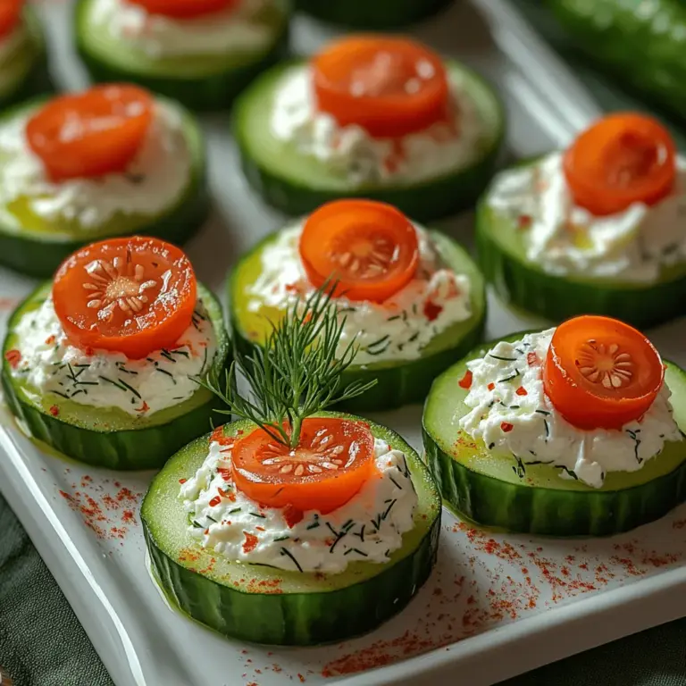 Whipped Feta Cucumber Bites are not just a feast for the palate but also a visual delight. The vibrant green of fresh cucumbers contrasts beautifully with the creamy, white whipped feta mixture, making them an eye-catching addition to any appetizer spread. The dish is versatile, accommodating various dietary needs, and can easily be tailored to include seasonal ingredients. Whether you're hosting a summer barbecue, a holiday gathering, or simply enjoying a quiet evening at home, these cucumber bites are an ideal choice.