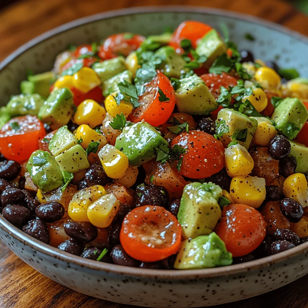 If you're seeking a dish that perfectly balances flavor, nutrition, and visual appeal, look no further than the Fresh Fiesta Avocado Corn Black Bean Salad. This vibrant salad is a celebration of colors and textures, bringing together the creamy richness of avocados, the crunch of fresh vegetables, and the satisfying heartiness of black beans and corn. As the weather warms up, this salad emerges as a refreshing option, ideal for a variety of settings—from lively summer barbecues to wholesome weeknight dinners.