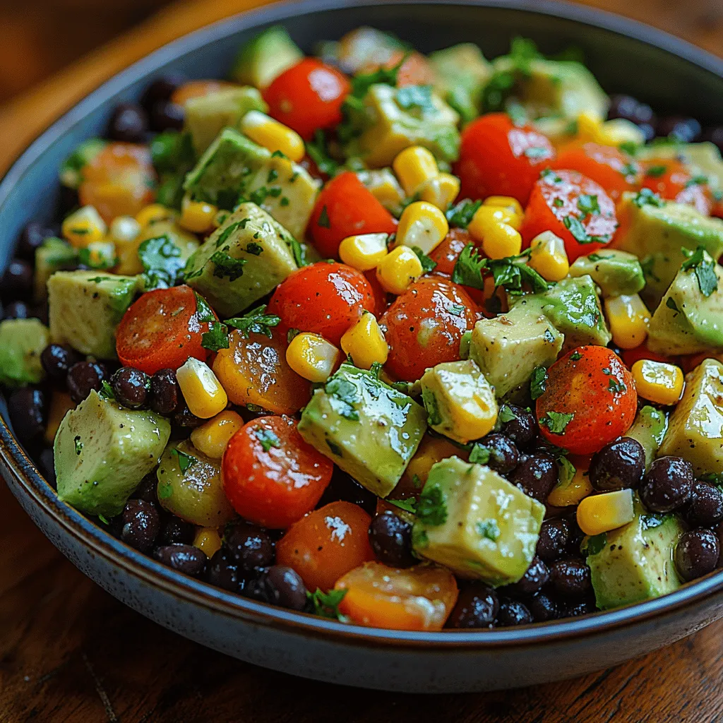 If you're seeking a dish that perfectly balances flavor, nutrition, and visual appeal, look no further than the Fresh Fiesta Avocado Corn Black Bean Salad. This vibrant salad is a celebration of colors and textures, bringing together the creamy richness of avocados, the crunch of fresh vegetables, and the satisfying heartiness of black beans and corn. As the weather warms up, this salad emerges as a refreshing option, ideal for a variety of settings—from lively summer barbecues to wholesome weeknight dinners.
