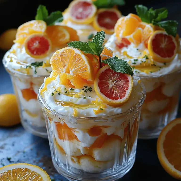 Imagine a dessert that feels like a gentle breeze on a warm day—light, refreshing, and bursting with flavor. Enter Airy Citrus Yogurt Clouds, a delightful treat that serves as both a dessert and a breakfast option. This elegant dish combines the tangy brightness of citrus with the creamy richness of Greek yogurt, creating a harmonious balance that is as pleasing to the palate as it is to the eye. Whether you’re hosting a brunch, celebrating a special occasion, or simply treating yourself, these yogurt clouds offer a versatile option that is sure to impress.