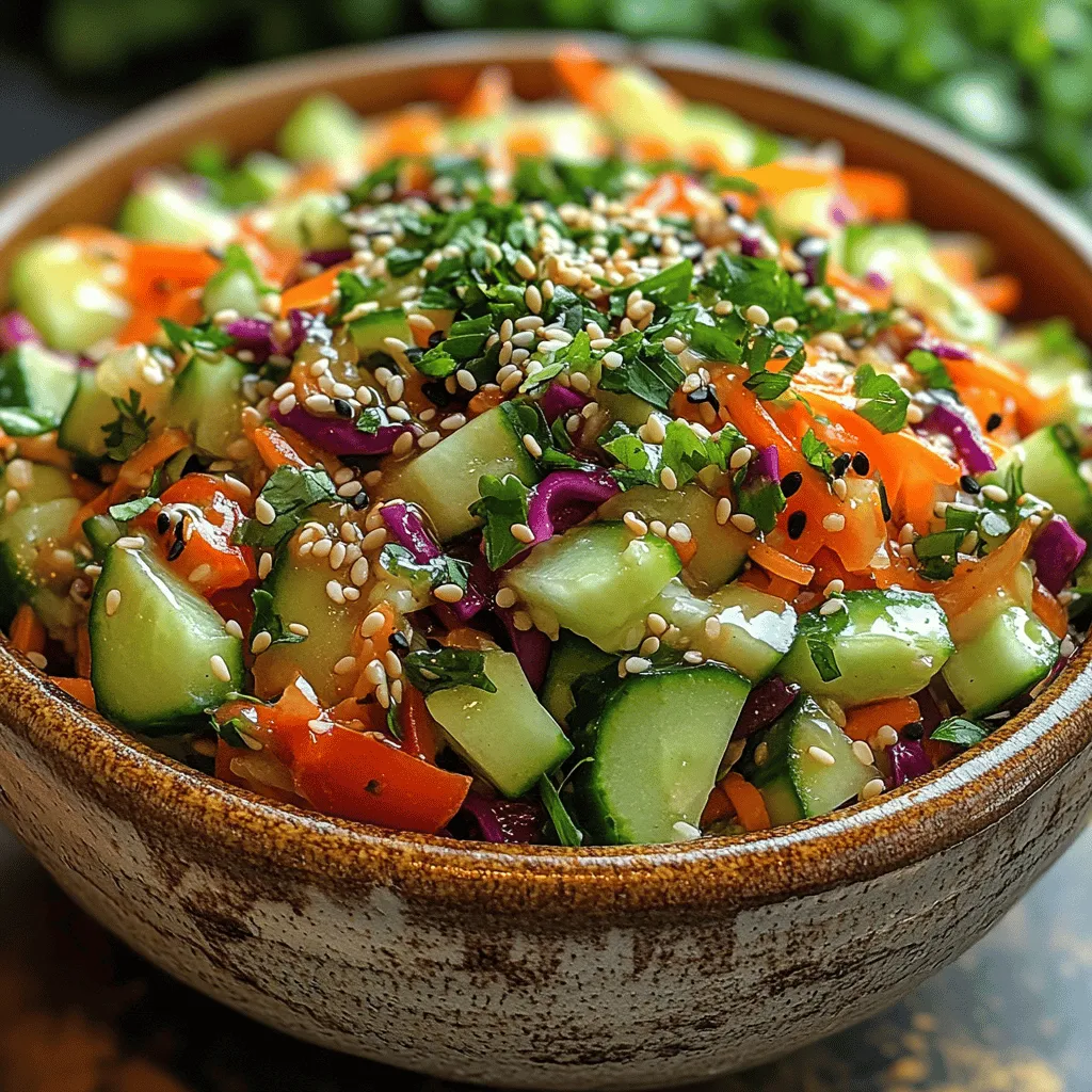 Are you looking for a refreshing side dish that adds a burst of flavor and crunch to your meals? Look no further than the Crunchy Asian Cucumber Carrot Slaw! This vibrant slaw is not only a feast for the eyes but also a delightful addition to any table, embodying the essence of Asian cuisine. With its combination of crisp vegetables, zesty dressing, and a perfect balance of flavors, this slaw is versatile enough to complement a variety of dishes, from grilled meats to vegetarian stir-fries.