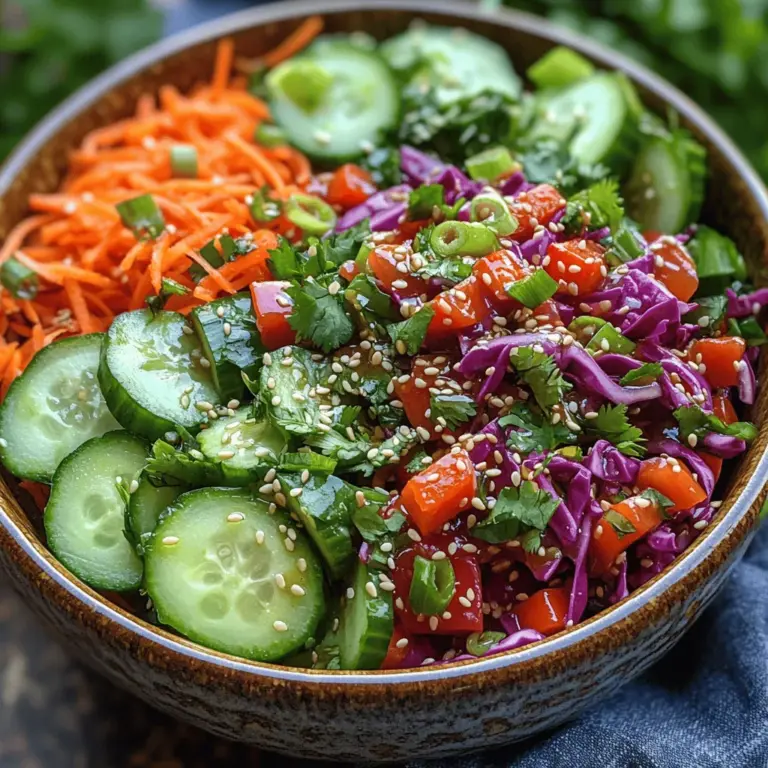 Are you looking for a refreshing side dish that adds a burst of flavor and crunch to your meals? Look no further than the Crunchy Asian Cucumber Carrot Slaw! This vibrant slaw is not only a feast for the eyes but also a delightful addition to any table, embodying the essence of Asian cuisine. With its combination of crisp vegetables, zesty dressing, and a perfect balance of flavors, this slaw is versatile enough to complement a variety of dishes, from grilled meats to vegetarian stir-fries.