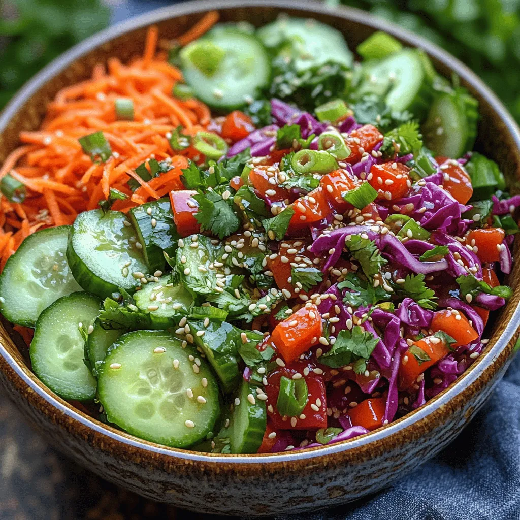 Are you looking for a refreshing side dish that adds a burst of flavor and crunch to your meals? Look no further than the Crunchy Asian Cucumber Carrot Slaw! This vibrant slaw is not only a feast for the eyes but also a delightful addition to any table, embodying the essence of Asian cuisine. With its combination of crisp vegetables, zesty dressing, and a perfect balance of flavors, this slaw is versatile enough to complement a variety of dishes, from grilled meats to vegetarian stir-fries.