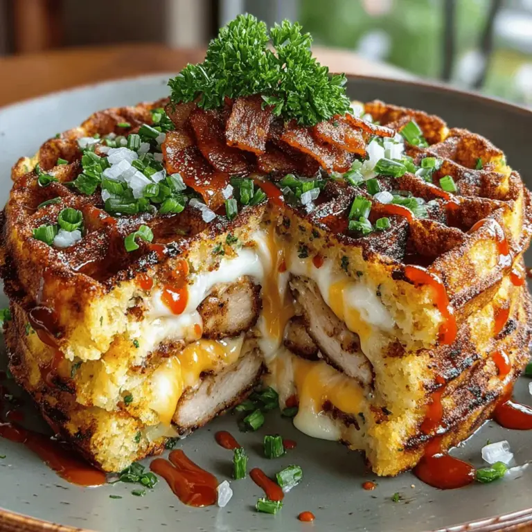 Cajun Chicken & Grits Waffle Stacks are an exciting and mouthwatering fusion that celebrates the essence of Southern comfort food while adding a modern twist. This innovative dish harmoniously blends the bold, spicy flavors of Cajun chicken with the creamy, rich texture of grits, all tucked between crispy, cheesy waffles. If you're searching for a dish that can elevate your brunch game or serve as a unique dinner option, these waffle stacks are sure to impress both your family and guests. With every bite, you’ll experience a delightful mix of textures and tastes that are as satisfying as they are delicious.