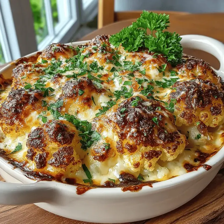 If you're looking to elevate your vegetable dishes, look no further than the Creamy Garlic Roasted Cauliflower Bake. This recipe transforms the often-overlooked cauliflower into a luxurious dish, perfect for impressing guests at gatherings or simply indulging in a comforting meal. With a delightful blend of rich flavors and textures, the dish showcases the versatility of cauliflower, making it a standout option for both casual family dinners and special occasions.