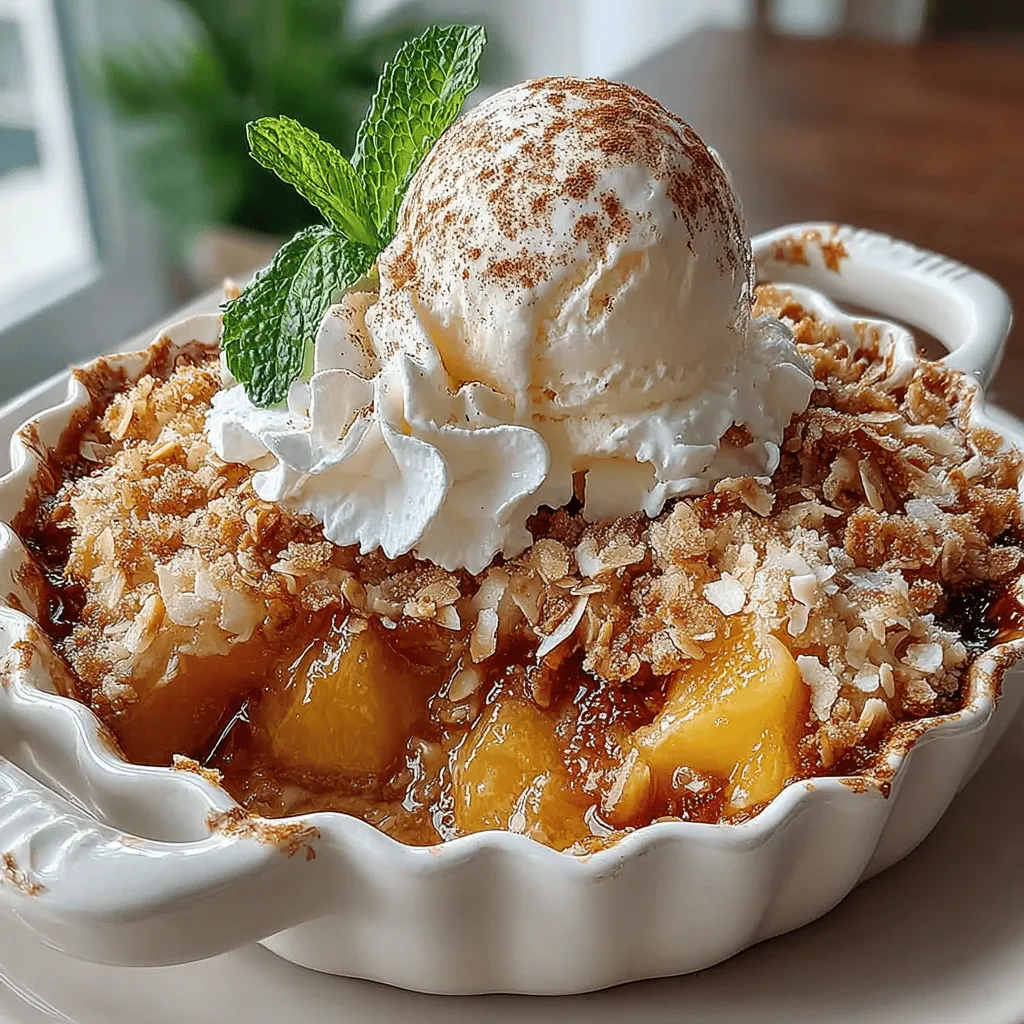 When the sun is shining, and the air is filled with the sweet scent of summer, there's nothing quite like a refreshing dessert that embodies the season's vibrant flavors. Enter the Tropical Coconut Peach Crisp—a delightful fusion of luscious peaches and the tropical allure of coconut. This dish captures the essence of summer in every bite, making it a perfect addition to your seasonal gatherings or a cozy family dinner at home.