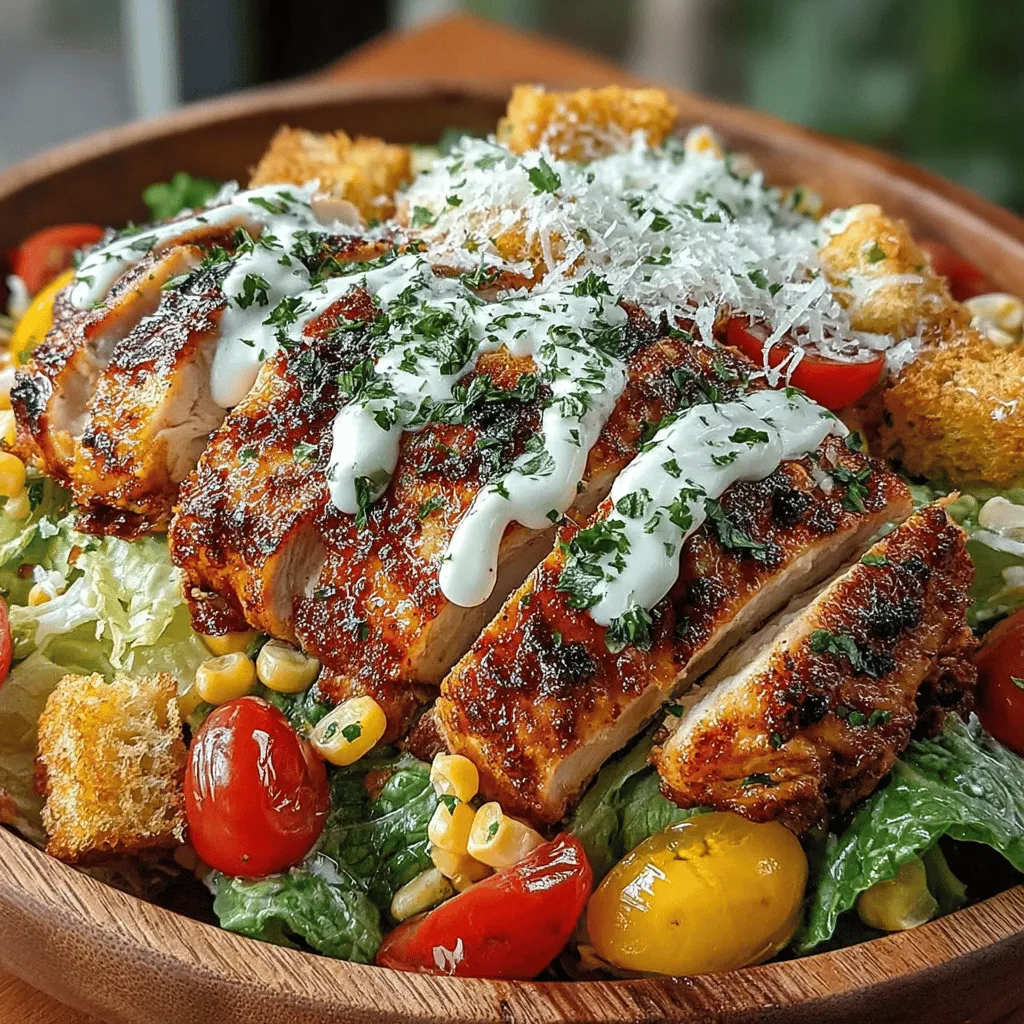 In the realm of culinary delights, the Grilled Chicken & Corn Caesar Salad stands out as a refreshing and nutritious option for any meal. This dish elegantly combines the classic flavors of a traditional Caesar salad with the enticing smokiness of grilled chicken and the sweetness of corn. Whether enjoyed as a casual lunch or served at an elegant dinner gathering, this salad appeals to a wide range of palates and dietary preferences. Not only is it easy to prepare, but it also offers a vibrant mix of textures and flavors that make it a beloved choice among salad enthusiasts and health-conscious eaters alike.