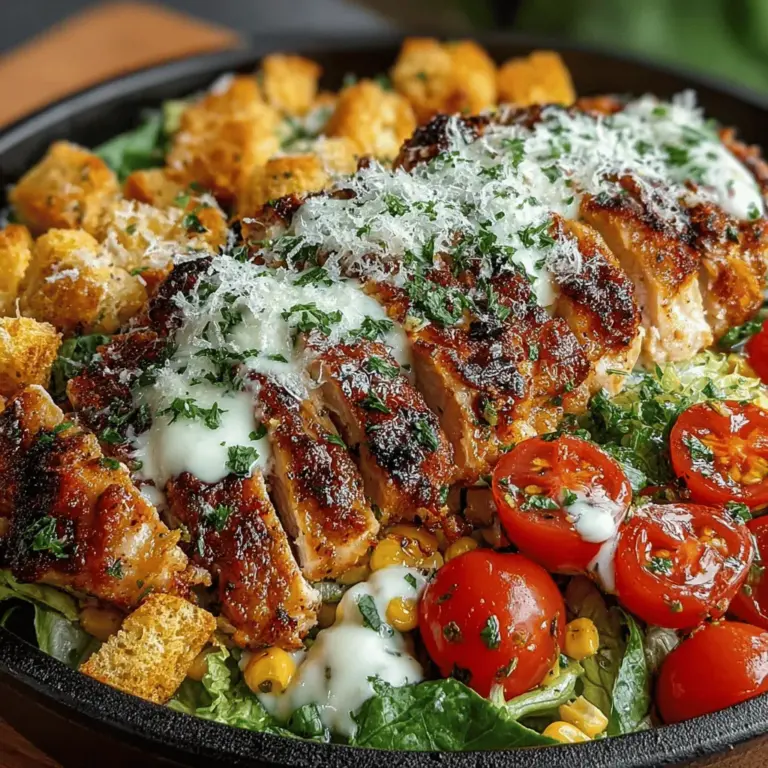 In the realm of culinary delights, the Grilled Chicken & Corn Caesar Salad stands out as a refreshing and nutritious option for any meal. This dish elegantly combines the classic flavors of a traditional Caesar salad with the enticing smokiness of grilled chicken and the sweetness of corn. Whether enjoyed as a casual lunch or served at an elegant dinner gathering, this salad appeals to a wide range of palates and dietary preferences. Not only is it easy to prepare, but it also offers a vibrant mix of textures and flavors that make it a beloved choice among salad enthusiasts and health-conscious eaters alike.