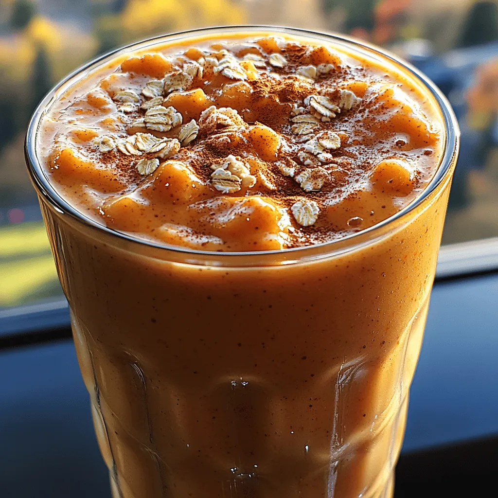 <strong>Introduction</strong>” /></p>
</p>
<h2>Nutritional Profile of the Spiced Carrot Cake Smoothie</h2>
</p>
<p>The Spiced Carrot Cake Smoothie is not only a delightful drink but also a powerhouse of nutrition. Each ingredient brings its own set of health benefits, making this smoothie an excellent choice for a wholesome breakfast or snack.</p>
</p>
<h3>Breakdown of Nutritional Content</h3>
</p>
<p>A typical serving (about 12 ounces) of the Spiced Carrot Cake Smoothie contains approximately:</p>
</p>
<p>– <strong>Calories</strong>: 250-300 calories</p>
<p>– <strong>Protein</strong>: 8-12 grams (depending on whether Greek yogurt is used)</p>
<p>– <strong>Carbohydrates</strong>: 45-50 grams</p>
<p>– <strong>Fats</strong>: 5-7 grams</p>
<p>– <strong>Fiber</strong>: 5-7 grams</p>
</p>
<h3>Macronutrients and Vitamins</h3>
</p>
<p>– <strong>Carrots</strong>: Rich in beta-carotene, a precursor to vitamin A, carrots contribute to eye health and are also high in fiber, which aids digestion.</p>
<p>– <strong>Bananas</strong>: A great source of potassium and vitamin B6, bananas provide natural sweetness and energy, making them ideal for a pre-workout snack.</p>
<p>– <strong>Almond Milk</strong>: Low in calories and often fortified with vitamins D and E, almond milk is a dairy-free alternative that is suitable for vegans.</p>
<p>– <strong>Greek Yogurt</strong>: For those who include dairy, Greek yogurt adds creaminess and is high in protein, which helps in muscle repair and keeps you feeling satisfied longer.</p>
<p>– <strong>Spices (Cinnamon, Nutmeg, Ginger)</strong>: These spices are not only flavor enhancers; they are rich in antioxidants and have anti-inflammatory properties that support overall health.</p>
<p>– <strong>Oats</strong>: Providing a good source of soluble fiber, oats help lower cholesterol and promote heart health.</p>
</p>
<h3>Dietary Suitability</h3>
</p>
<p>This smoothie can easily be adapted for various dietary needs. For a <strong>vegan</strong> version, simply omit the Greek yogurt or substitute it with a plant-based yogurt. For those with gluten sensitivities, ensure you use certified gluten-free oats. Overall, this recipe caters well to gluten-free, vegan, and dairy-free diets, making it a versatile choice for many.</p>
</p>
<h2>Flavor and Texture Combination</h2>
</p>
<p>The Spiced Carrot Cake Smoothie offers a harmonious blend of flavors that closely resembles traditional carrot cake, making it a treat for both the palate and the senses.</p>
</p>
<h3>Exploring the Flavor Profile</h3>
</p>
<p>The inclusion of warm spices like cinnamon, nutmeg, and ginger creates a familiar and inviting taste reminiscent of freshly baked carrot cake. The natural sweetness from bananas and the drizzle of maple syrup enhance the overall flavor without overwhelming it, providing just the right amount of sweetness to balance the spices.</p>
</p>
<h3>Creamy Texture</h3>
</p>
<p>The smoothie achieves a luxuriously creamy consistency thanks to the combination of almond milk and Greek yogurt. The almond milk offers a light, nutty flavor, while Greek yogurt contributes a thick, velvety texture that makes each sip feel indulgent. If you prefer a thicker smoothie, adding more yogurt or a handful of ice cubes can help achieve your desired consistency.</p>
</p>
<h2>Serving Suggestions and Presentation Ideas</h2>
</p>
<p>The presentation of your Spiced Carrot Cake Smoothie can elevate its appeal, making it an enticing option for breakfast or a mid-afternoon snack.</p>
</p>
<h3>Garnishing Ideas</h3>
</p>
<p>– <strong>Cinnamon Sprinkle</strong>: A light dusting of ground cinnamon on top adds a beautiful finish and enhances the aromatic experience.</p>
<p>– <strong>Grated Carrot</strong>: A small handful of finely grated carrot can provide a pop of color and reinforce the carrot flavor.</p>
<p>– <strong>Oats</strong>: Adding a sprinkle of rolled oats not only looks appealing but also offers an extra crunch.</p>
<p>– <strong>Nuts</strong>: Chopped walnuts or pecans can be added for texture and a dose of healthy fats.</p>
</p>
<h3>Pairing Suggestions</h3>
</p>
<p>This smoothie pairs wonderfully with a variety of meals and snacks:</p>
<p>– <strong>Breakfast</strong>: Serve alongside whole-grain toast with almond butter or a fruit salad for a balanced meal.</p>
<p>– <strong>Snacks</strong>: Pair with energy bites or a handful of trail mix for a nutritious pick-me-up.</p>
<p>– <strong>Special Occasions</strong>: For gatherings, consider serving the smoothie in mason jars topped with a decorative straw for a rustic touch.</p>
</p>
<h2>Health Benefits of the Spiced Carrot Cake Smoothie</h2>
</p>
<p>In addition to its delicious taste, the Spiced Carrot Cake Smoothie offers numerous health benefits that make it an ideal choice for those seeking a nutritious boost.</p>
</p>
<h3>Energy Booster</h3>
</p>
<p>The combination of natural sugars from the bananas and the complex carbohydrates from oats provides a sustained energy release, making it perfect for breakfast or an afternoon snack. This smoothie can help keep energy levels steady, preventing the mid-day slump.</p>
</p>
<h3>Antioxidants from Carrots and Spices</h3>
</p>
<p>Carrots are well-known for their high antioxidant content, particularly beta-carotene, which supports skin health and immune function. The spices—cinnamon, nutmeg, and ginger—also add antioxidant properties, which help combat oxidative stress in the body.</p>
</p>
<h3>Fiber-Rich Ingredients</h3>
</p>
<p>The oats and carrots contribute significant fiber to the smoothie, promoting digestive health and helping to keep you full longer. Fiber is essential for a healthy gut and can aid in weight management by curbing hunger and reducing cravings.</p>
</p>
<h2>Conclusion</h2>
</p>
<p>The Spiced Carrot Cake Smoothie is a delicious and nutritious option for busy individuals seeking a quick yet satisfying meal. Its blend of wholesome ingredients not only mimics the flavors of a beloved dessert but also offers a range of health benefits that can support your overall wellness.</p>
</p>
<p>We encourage you to experiment with this recipe, perhaps adding different fruits or spices to make it your own. Whether enjoyed as a breakfast treat, post-workout recovery drink, or a refreshing snack, this smoothie serves as a perfect example of how to integrate nutritious ingredients into your daily diet. With its vibrant flavors and health benefits, the Spiced Carrot Cake Smoothie is sure to become a staple in your kitchen. Enjoy the deliciousness and the nourishment it brings to your life!</p>
</div>