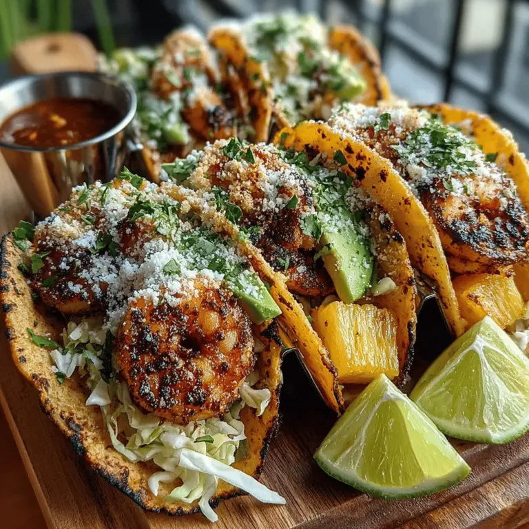 In the realm of culinary delights, few dishes can evoke the vibrant flavors and sun-soaked essence of tropical cuisine quite like Quick Grilled Shrimp & Pineapple Tacos. This recipe is not only a feast for the taste buds but also a celebration of fresh ingredients and simple preparation techniques. Imagine sinking your teeth into a warm tortilla filled with succulent shrimp marinated in zesty spices, complemented by the sweetness of juicy pineapple. The combination creates a delightful balance of sweet and savory flavors that transports you straight to a beachside paradise.