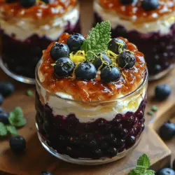 Discover the delightful layers of flavor and texture in this Silky Lemon Blueberry Fool Delight, a sophisticated yet simple dessert that brings together the tartness of fresh blueberries, the creaminess of mascarpone, and the brightness of lemon. This dessert is not only visually stunning but also offers a refreshing option for any occasion, from a summer picnic to an elegant dinner party. With its vibrant colors and harmonious flavors, the Silky Lemon Blueberry Fool Delight is sure to impress your guests and satisfy your sweet tooth.