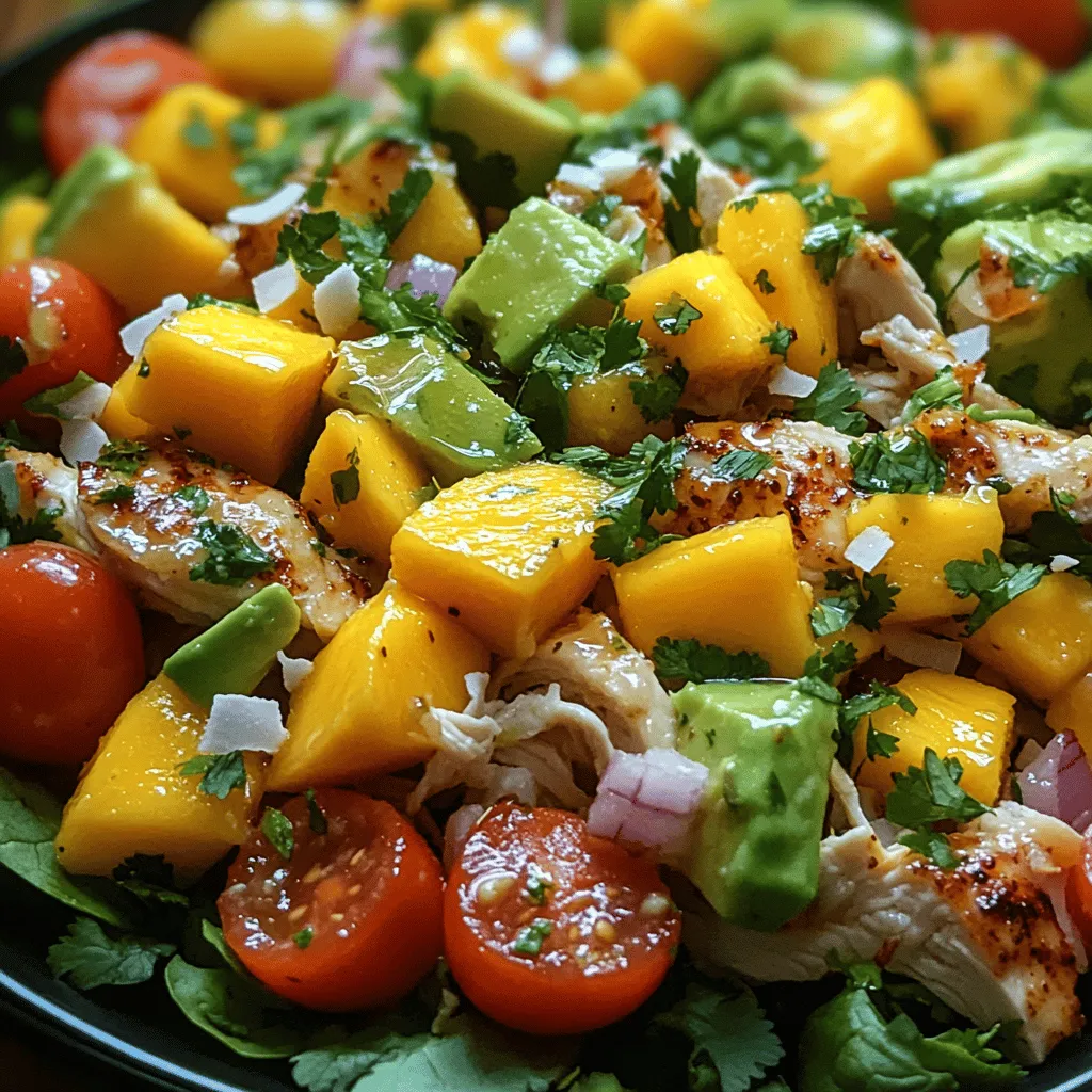 Welcome to a culinary journey that transports you straight to a tropical paradise with the delightful recipe for Fresh Mango Coconut Chicken Salad. This vibrant salad embodies the essence of summer, combining juicy, ripe mangoes with tender chicken breast, creamy coconut, and an array of fresh herbs and vegetables. Whether you're hosting a summer barbecue, seeking a light lunch, or simply craving something refreshing and healthy, this salad is your answer.