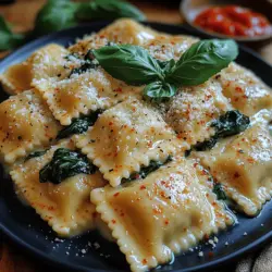 Luscious Creamy Spinach Ricotta Ravioli is a dish that beautifully marries tradition with modern culinary artistry. Originating from Italy, ravioli has been a staple in Italian cuisine for centuries, with its roots tracing back to the Middle Ages. As a form of stuffed pasta, ravioli can be filled with a variety of ingredients, but the combination of creamy ricotta and vibrant spinach creates a dish that is not only rich in flavor but also visually stunning. This delightful recipe not only satisfies the palate but also evokes a sense of comfort and nostalgia, making it a popular choice for family gatherings and special occasions.