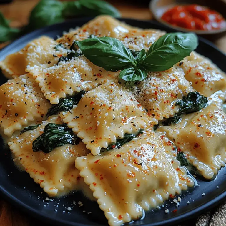 Luscious Creamy Spinach Ricotta Ravioli is a dish that beautifully marries tradition with modern culinary artistry. Originating from Italy, ravioli has been a staple in Italian cuisine for centuries, with its roots tracing back to the Middle Ages. As a form of stuffed pasta, ravioli can be filled with a variety of ingredients, but the combination of creamy ricotta and vibrant spinach creates a dish that is not only rich in flavor but also visually stunning. This delightful recipe not only satisfies the palate but also evokes a sense of comfort and nostalgia, making it a popular choice for family gatherings and special occasions.