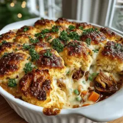 If you’re on the hunt for a dish that embodies comfort, satisfaction, and family-friendly appeal, look no further than Creamy Chicken Alfredo Biscuit Bake. This delightful casserole combines tender chicken, creamy Alfredo sauce, and fluffy biscuit dough, resulting in a meal that warms the heart and fills the belly. It’s a one-pan wonder that not only pleases picky eaters but also simplifies dinner preparation, making it a staple in many households.
