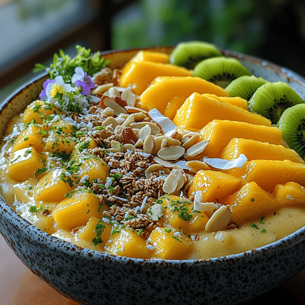 In recent years, smoothie bowls have surged in popularity as a delicious and visually appealing way to embrace healthy eating habits. These vibrant bowls, typically made with blended fruits and topped with an array of ingredients, have become a staple in the diets of health enthusiasts and foodies alike. They provide a perfect balance of nutrition and indulgence, allowing individuals to create satisfying meals that are as nourishing as they are enjoyable. Among the myriad of smoothie bowl options, the Tropical Bliss Mango Kiwi Smoothie Bowl stands out as a refreshing and nutrient-packed choice, ideal for breakfast or a satisfying snack.