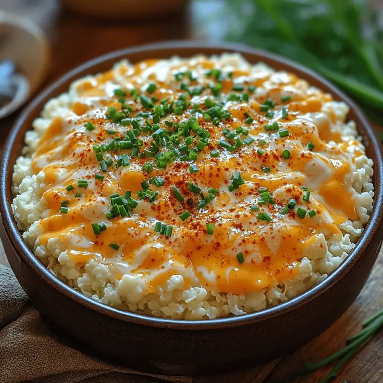 In recent years, cauliflower rice has emerged as a popular and versatile ingredient in kitchens around the globe. This innovative substitute for traditional rice has captured the hearts of health-conscious eaters and culinary enthusiasts alike. The beauty of cauliflower rice lies not only in its adaptability but also in its impressive nutritional profile. With its low carbohydrate content and high fiber levels, it serves as an excellent option for those looking to maintain a balanced diet while still enjoying hearty dishes. Among the myriad of recipes that utilize this ingredient, Creamy Cheesy Cauliflower Rice stands out for its rich flavors and creamy texture, making it a perfect side dish or a satisfying main course.