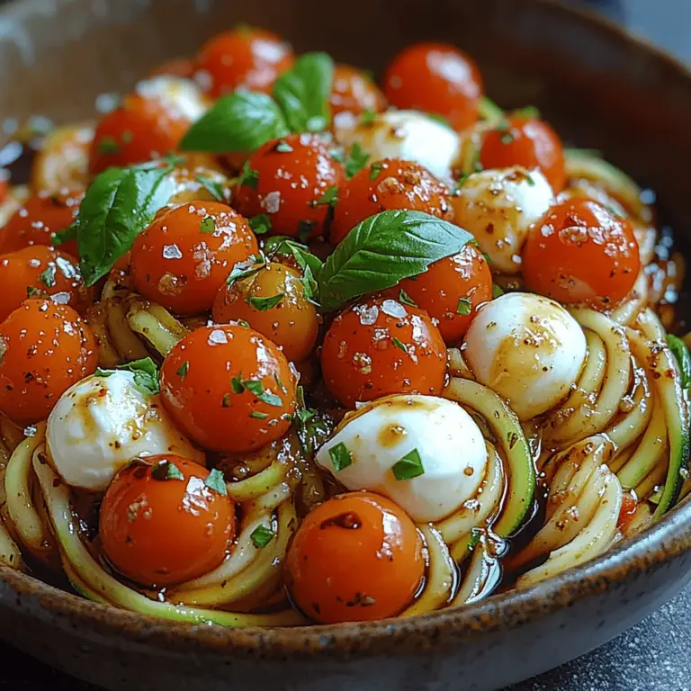 In recent years, the culinary world has seen a significant shift towards healthier, vegetable-based meals, and one dish that perfectly embodies this trend is the Zesty Caprese Zoodle Delight. This vibrant dish serves as a refreshing and nutritious alternative to traditional pasta, offering a delightful blend of flavors while maintaining a low-carb profile. As more people seek to incorporate fresh ingredients into their diets, zoodles—short for zucchini noodles—have emerged as a versatile staple that can be used in a variety of culinary applications. Whether you’re looking to impress guests at a summer gathering or simply seeking a quick meal for busy weeknights, this recipe delivers both flavor and convenience.
