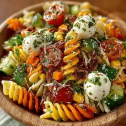 Rainbow Pasta Salad is a delightful culinary creation that captivates the eye and tantalizes the taste buds. Bursting with vibrant colors and a medley of fresh ingredients, this dish is not only visually appealing but also a nutritious option for those seeking a refreshing meal. Whether you are hosting a potluck, enjoying a sunny picnic, or preparing a family gathering, Rainbow Pasta Salad offers versatility that can accommodate various occasions. Its blend of textures and flavors makes it an ideal choice for meal prep, ensuring that you have a delightful dish ready to go throughout the week.