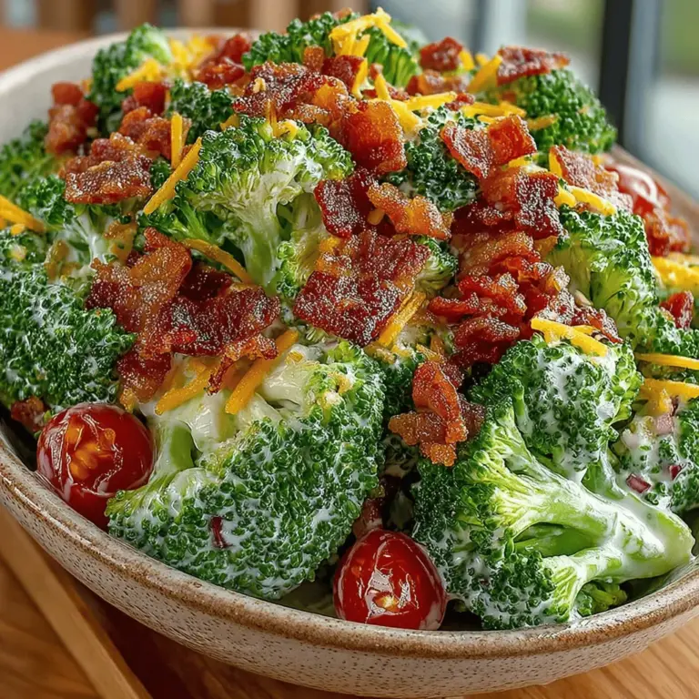 Salads have long been heralded as one of the most versatile dishes, seamlessly fitting into any meal, from light lunches to hearty dinners. Their adaptability allows for endless ingredient combinations, making it easy to cater to various tastes and dietary preferences. Among the myriad of salad options, the Zesty Crunchy Broccoli Bacon Salad stands out as a delightful fusion of robust flavors and enticing textures. This salad does not just satisfy the palate; it also nourishes the body, making it a perfect choice for anyone seeking a balance of health and indulgence.
