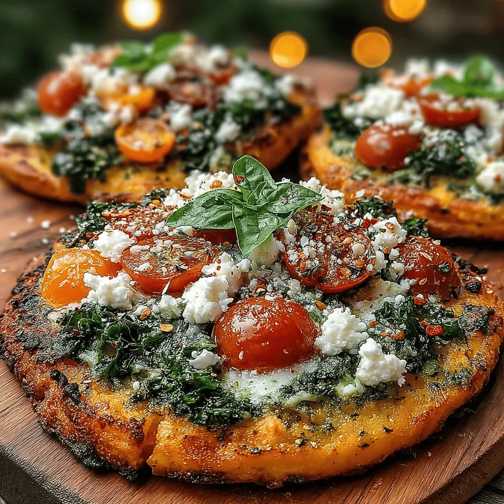 If you're looking for a delicious and nutritious meal that combines comfort food with vibrant flavors, look no further than Sweet Potato & Kale Pesto Flatbreads. This recipe marries the earthy sweetness of roasted sweet potatoes with the robust, nutrient-rich green of kale, all enhanced by a homemade pesto that provides an aromatic depth to each bite. The result is not only visually appealing but also packed with health benefits that make it a perfect choice for any time of day.