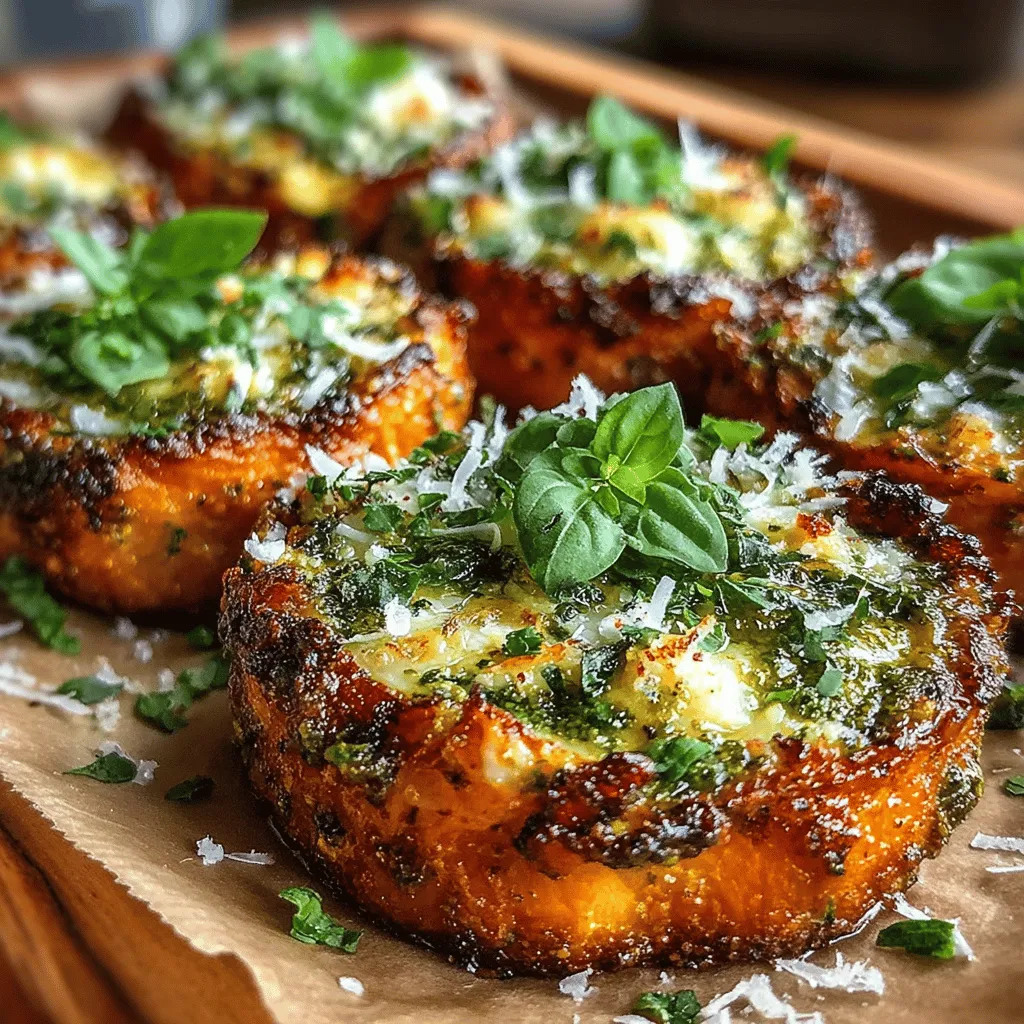 In today's culinary landscape, sweet potatoes have transcended their humble origins to become a beloved staple in kitchens around the world. Their unique combination of earthy sweetness, vibrant color, and nutritional benefits makes them a versatile ingredient that can be featured in various dishes. Among the many ways to enjoy sweet potatoes, the recipe for Pesto Parmesan Baked Sweet Potato Rounds stands out as a delicious and nutritious option. This dish artfully marries the natural sweetness of sweet potatoes with the aromatic flavors of basil pesto and the rich, umami taste of Parmesan cheese, resulting in a mouthwatering appetizer or side dish that is sure to impress.