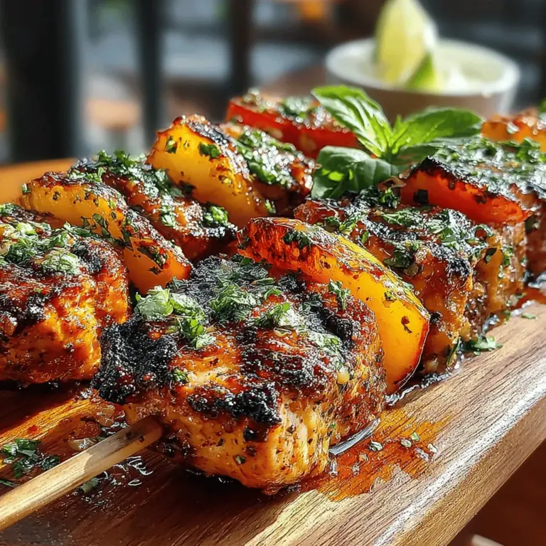 As the sun shines brighter and the days grow longer, there’s nothing quite like the taste of grilled chicken and peach skewers to celebrate the essence of summer. This dish captures the season's spirit with its vibrant colors and delightful combination of flavors. The savory, juicy chicken pairs beautifully with the sweet, caramelized peaches, creating a symphony of taste that dances on the palate. Whether you’re hosting a backyard barbecue or enjoying a casual family dinner, these skewers are sure to impress.
