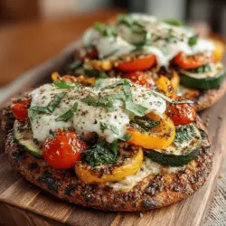 Grilled Veggie Flatbread Pizza is a delightful culinary creation that marries the flavors of summer with the convenience of quick meal prep. This dish takes the beloved concept of traditional pizza and gives it a refreshing twist by using a crispy flatbread base topped with a vibrant assortment of grilled vegetables. It is not only a feast for the senses but also a nutritious option that caters to health-conscious eaters. The flatbread can be made with whole wheat flour, bringing in added fiber and nutrients, while the grilled veggies offer a burst of flavor and color, making it an ideal dish for summer cookouts or a speedy weeknight dinner.