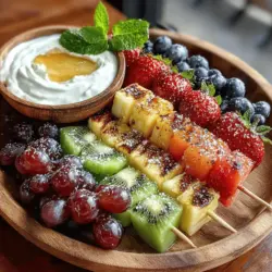 When it comes to creating visually appealing and delicious dishes, few things can compete with fruit skewers. These delightful treats are not only vibrant and colorful but also incredibly versatile, making them suitable for a variety of occasions—from summer barbecues and birthday parties to casual family gatherings and healthy snacks. The appeal of fruit skewers lies not only in their eye-catching presentation but also in the use of fresh fruits and a creamy yogurt dip that elevates the entire experience.