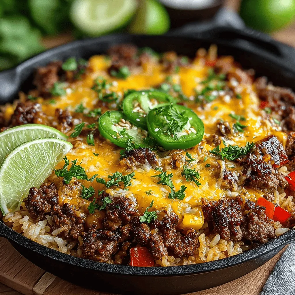 If you're looking for a dish that combines the comforting elements of a hearty skillet meal with a vibrant kick, look no further than the Spicy Hatch Chili Beef and Rice Skillet. This one-pan wonder is not just a feast for the senses; it’s a celebration of flavor that brings together tender ground beef, fluffy rice, and the unmistakable heat of Hatch green chiles. With its rich tapestry of spices and ingredients, this dish is ideal for weeknight dinners or casual gatherings, offering both ease of preparation and a satisfying depth of flavor that will leave everyone coming back for seconds.