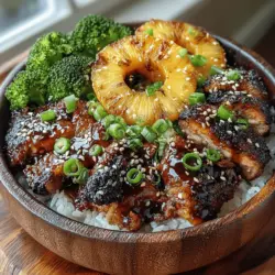 Grilled Pineapple Chicken Teriyaki Bowls are more than just a meal; they are a vibrant culinary experience that brings together the best of sweet, savory, and tangy flavors. This dish is a delightful fusion that showcases succulent chicken, caramelized pineapple, and a rich teriyaki sauce, all served over a bed of fluffy rice. The appeal of this recipe lies in its ability to tantalize the taste buds while offering a refreshing twist on traditional teriyaki. Whether you are looking for a weeknight dinner or a dish to impress your guests, Grilled Pineapple Chicken Teriyaki Bowls are sure to become a favorite in your household.