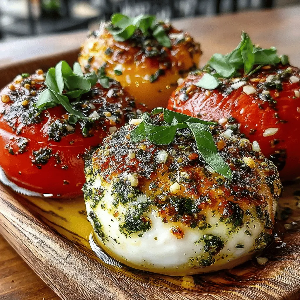 When it comes to appetizers or side dishes that effortlessly impress, Mini Mozzarella Pesto Stuffed Tomatoes stand out as a vibrant and delectable option. This delightful recipe brings together the freshness of ripe tomatoes, the creaminess of mozzarella, and the aromatic intensity of basil pesto, creating a mouthwatering treat that is as visually appealing as it is delicious. Whether you’re hosting a gathering, enjoying a cozy family dinner, or simply looking to elevate your meal, these stuffed tomatoes provide the perfect combination of flavors and elegance.