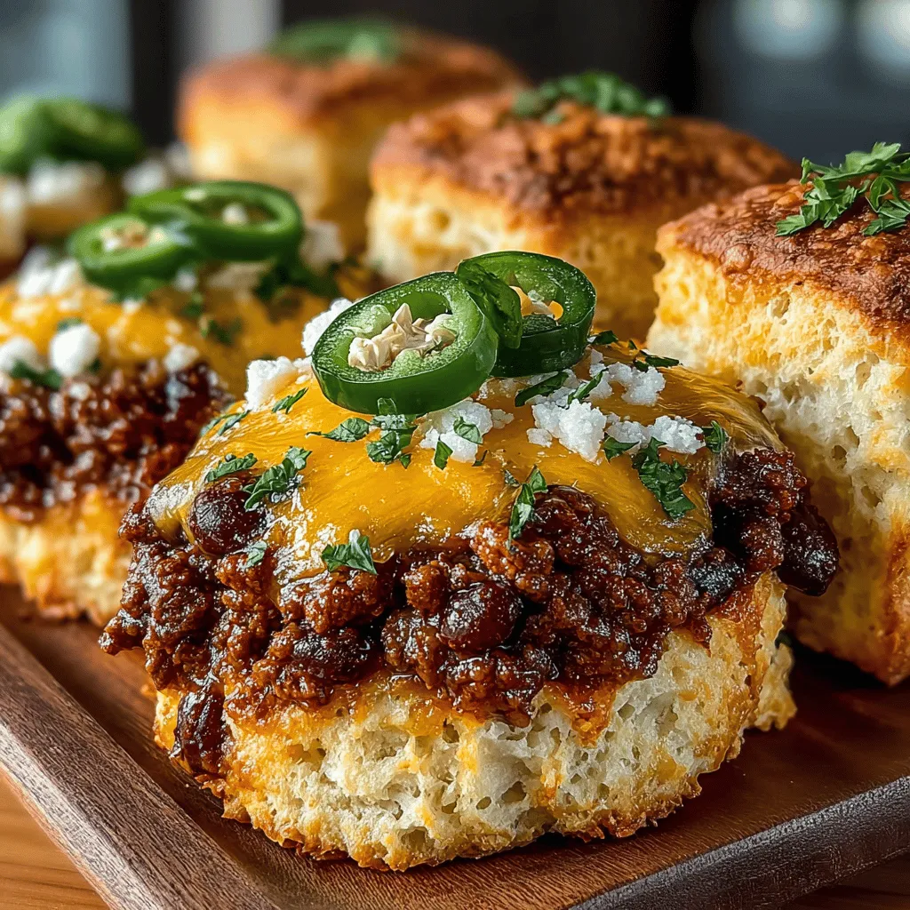Welcome to a culinary adventure that promises to tantalize your taste buds and elevate your gatherings: Cheesy Spicy Bliss: Cheddar Chili Biscuit Sliders. This irresistible recipe marries the flaky, buttery goodness of homemade biscuits with a hearty and spicy chili filling, making it the perfect dish for any occasion—from lively game days to intimate family dinners. If you're seeking a crowd-pleaser that combines comfort food with a kick, you've found it.