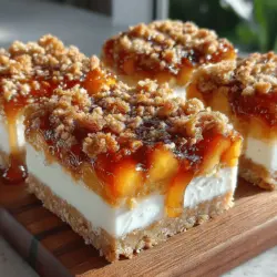 Frozen Yogurt Peach Pie Bars are the perfect dessert to enjoy during the warm summer months. Combining the luscious taste of ripe peaches with the creamy goodness of Greek yogurt, these bars offer a refreshing treat that not only satisfies your sweet tooth but also nourishes your body. As the heat rises, the need for desserts that are both cooling and healthy becomes paramount, and this recipe fits the bill perfectly. With its vibrant flavors and health-conscious ingredients, Frozen Yogurt Peach Pie Bars invite everyone to indulge guilt-free.