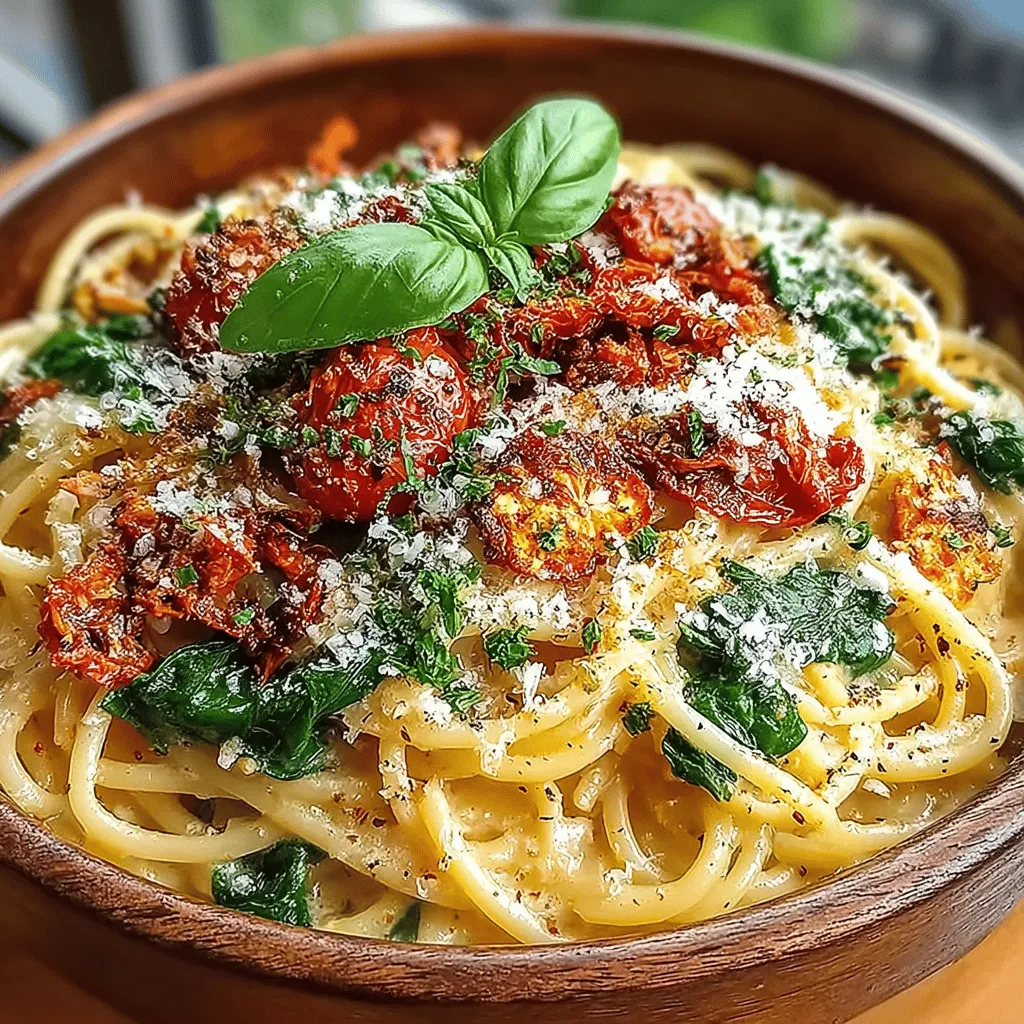 When it comes to easy yet satisfying meals, few dishes can compete with a well-prepared pasta recipe. The Savory Sun-Dried Tomato & Spinach Pasta is a prime example of a dish that perfectly marries convenience with rich, complex flavors. This recipe is not only quick to whip up after a long day but also elegant enough to serve at special gatherings. The combination of sun-dried tomatoes and fresh spinach creates a creamy, savory sauce that clings to every strand of pasta, making each bite a delightful experience.