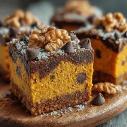 As autumn arrives, bringing with it a tapestry of vibrant leaves and the crispness of the air, our cravings shift toward the comfort of seasonal flavors. One delightful way to embrace fall is with Pumpkin Patch Chocolate Delight Bars, a dessert that masterfully marries the warm, earthy essence of pumpkin and spices with the decadent richness of chocolate. This recipe is not only simple and approachable but also utilizes wholesome ingredients that can cater to a variety of occasions—from family gatherings to cozy evenings at home.