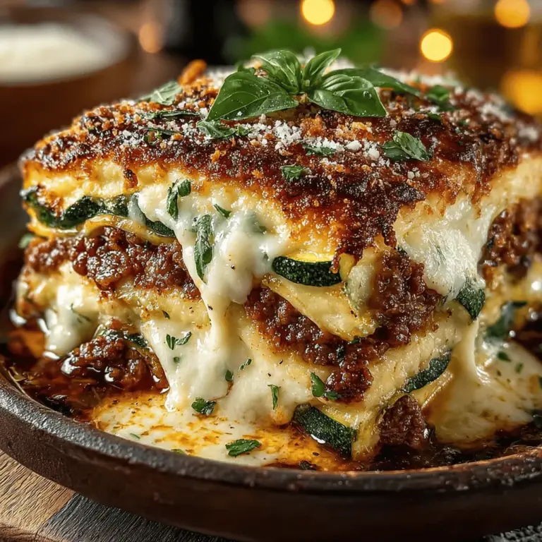 Lasagna is a cherished dish that transcends borders and cultures, celebrated for its layers of rich flavor and comforting textures. Traditionally made with pasta sheets, marinara sauce, cheese, and various fillings, lasagna is often viewed as a hearty indulgence. However, as more people seek healthier dining options without sacrificing taste, creative adaptations of this beloved recipe have emerged. One such iteration is the Zucchini & Cheese Delight Lasagna Bake, a delightful and nutritious alternative that caters to those looking for a low-carb option that still delivers on flavor.