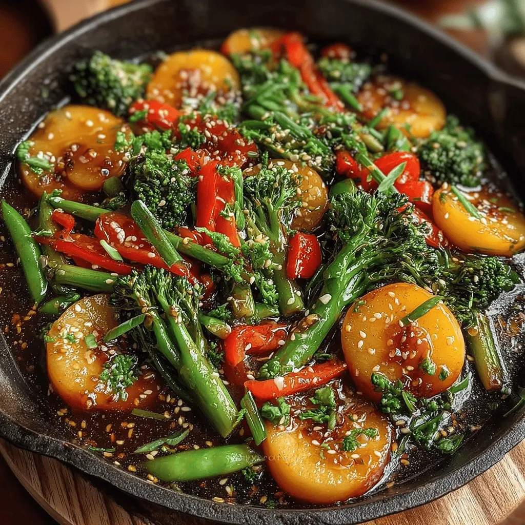 In the realm of culinary delights, few dishes can rival the colorful and flavorful allure of a stir fry. The Vibrant Peach Veggie Stir Fry is a perfect representation of this, marrying the sweetness of fresh peaches with a medley of crisp vegetables. This dish not only captivates the eye with its bright hues but also tantalizes the taste buds with a harmonious blend of flavors and textures. The appeal of this recipe lies in its simplicity and adaptability, making it an excellent choice for busy weeknight dinners or an elegant centerpiece for gatherings.