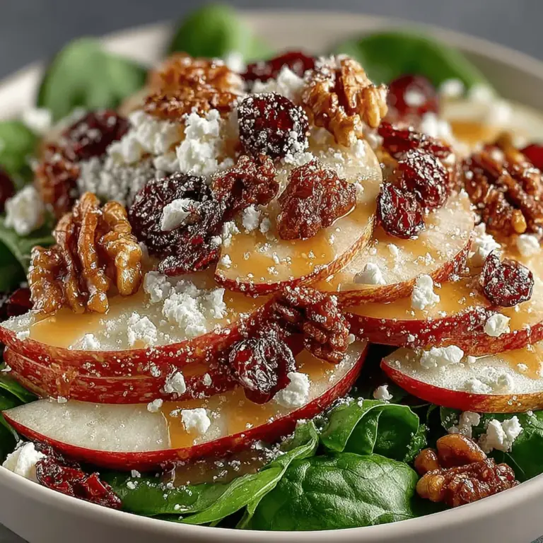 As the vibrant hues of autumn emerge, so does the opportunity to create a salad that captures the essence of the season. The Crisp Autumn Apple Cranberry Spinach Salad is not just a dish; it’s a celebration of fall’s bounty, combining the crispness of freshly picked apples, the tartness of cranberries, and the earthiness of spinach. This salad is a delightful medley of flavors and textures that not only looks beautiful on the plate but also nourishes the body, making it an ideal choice for your autumn gatherings or a healthy lunch option.