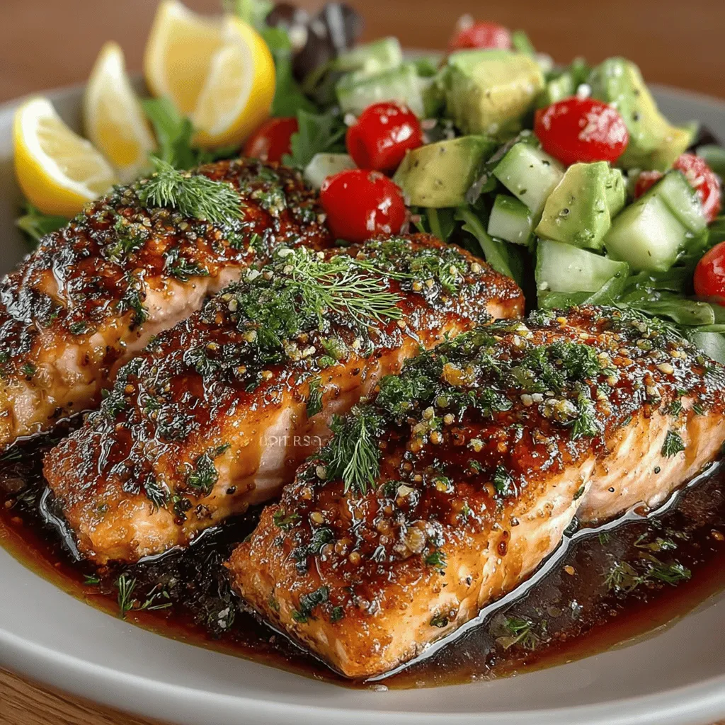 Honey Mustard Glazed Salmon Salad is a delightful dish that marries the rich, savory flavors of perfectly cooked salmon with a vibrant mix of fresh vegetables, all brought together by a sweet and tangy honey mustard glaze. This salad is not only visually appealing but also packs a punch in terms of flavor and nutrition. It’s an ideal meal for those seeking a healthy yet satisfying option that can be served for lunch or dinner, making it a versatile choice for any occasion.