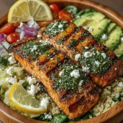 Creating a delicious and nutritious meal starts with the right ingredients. The Zesty Grilled Lemon Garlic Salmon Bowls are not only visually appealing but also packed with health benefits. Here’s a breakdown of the main components and their advantages: