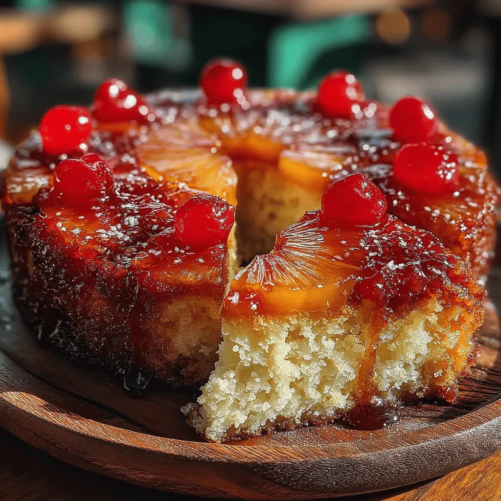 Delight in the sweet, tropical flavors of our Tropical Paradise Pineapple Upside Down Cake. This classic dessert combines a moist, buttery cake with caramelized pineapple and cherries, creating a stunning centerpiece for any occasion. The dish not only tantalizes the taste buds but also offers a feast for the eyes, making it a perfect choice for summer gatherings, celebrations, or simply when you're in the mood for a delicious treat.